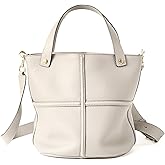 Leather Bucket Bags for Women, Crossbody Purse with Adjustable Strap and Top Handle