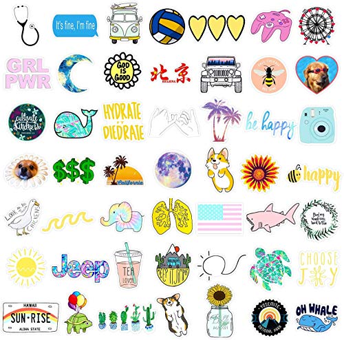 image for Acekar Stickers for Water Bottles, | Big 46-Pack | Cute,Waterproof,Aes