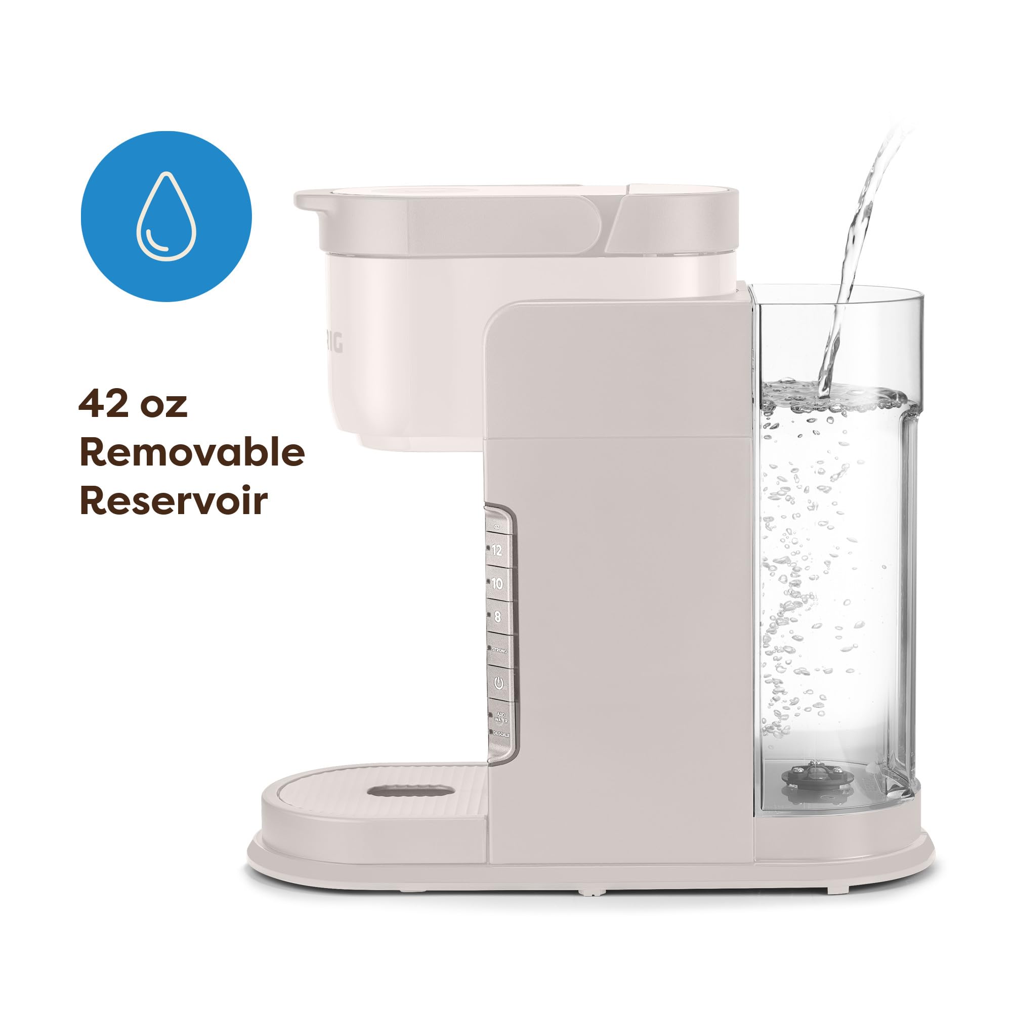 Keurig K-Express Cafetera de cápsulas K-Cup de una sola porción, 3 tamaños de preparación, función de botón fuerte, depósito extraíble de 42 oz, piedra cálida