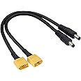 AAOTOKK DC 5525mm to XT60 Adapter Cable Male XT60 Bullet Connector to DC5.5x2.5mm Male Power Charging Adapter Cable for TS100 Soldering Iron, FPV Monitor Power,Drone Power Cord.(DC 2.5mm-M/30cm-2Pack)