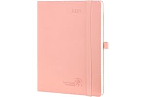 POPRUN 2025 Planner 6.5'' x 8.5'' - 2025 Weekly Calendar with Hourly Time Slots, Weekly/Monthly Appointment Book for Time Management - Leather Soft Cover - Pink