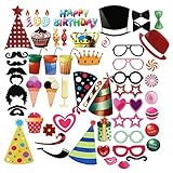 PBPBOX Photo Booth Props for Birthday - 56 Count
