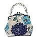 ilishop Women's Vintage Luxury Printing Beaded Women Handbag Evening Bag (Blue)