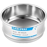 LABLPSAI 80 Mesh Lab Sieves 4" Diameter 304 Stainless Steel Wire Cloth Test Sieve for Industrial Laboratory Home