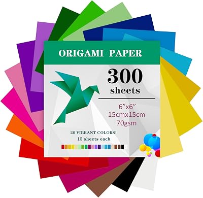 TYOREW 300 Sheets Origami Paper 15x15 cm Double Sided 20 Colors 70gsm