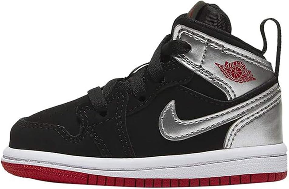 Jordan Nike Retro 1 Mid 640735-057 Negro/Rojo/Plata, Negro/Rojo/Plateado, 10 MX NiÃ±ito: Amazon 