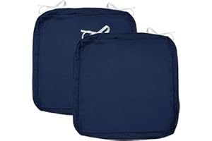 Sqodok Patio Cushion Covers 18x18 Waterproof Outdoor Cushion Covers Replacement 2Pack Patio Cushion Seat Slicovers with Ties for Sectional Sofa, Wicker Chair, Blue