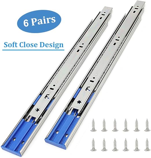 6 Pairs Of 22 Inch Hardware 3 Section Soft Close Full Extension
