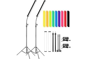 LED Video Light Stick Wand Kit-Photography Lighting with Adjustable Tripod Stand, 9 Color Filters, Gepege 2 Packs 5600K Dimmable Portable Video Studio Lighting for Live Streaming/Portrait/Vlog