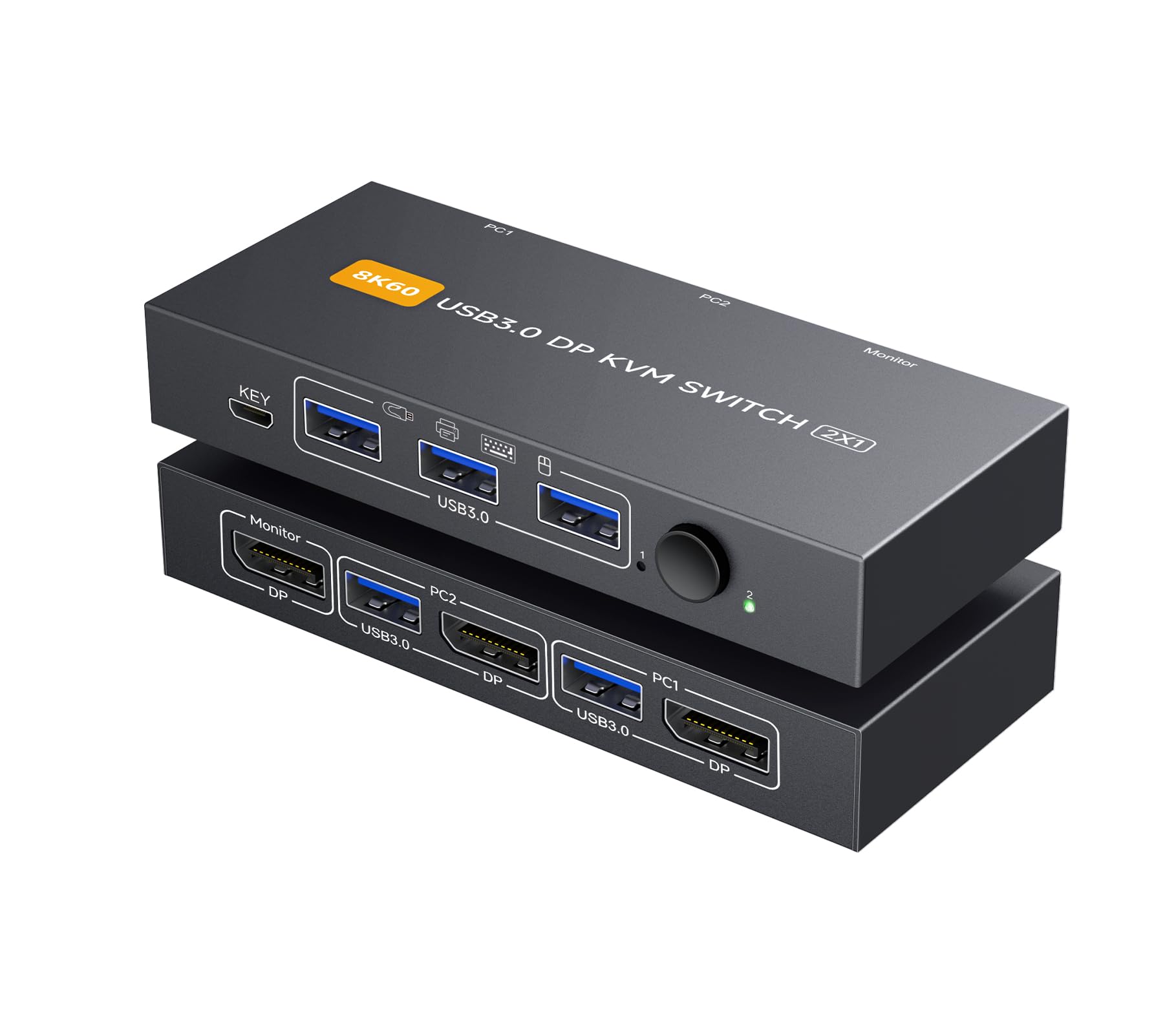 Photo 1 of Displayport KVM Switch 1 Monitors 2 Computers 4K@144Hz USB3.0 KVM Switch for 2 Computers Share 1 Monitors and 4 USB Devices Support Extended/Copy Mode with Desktop Controller