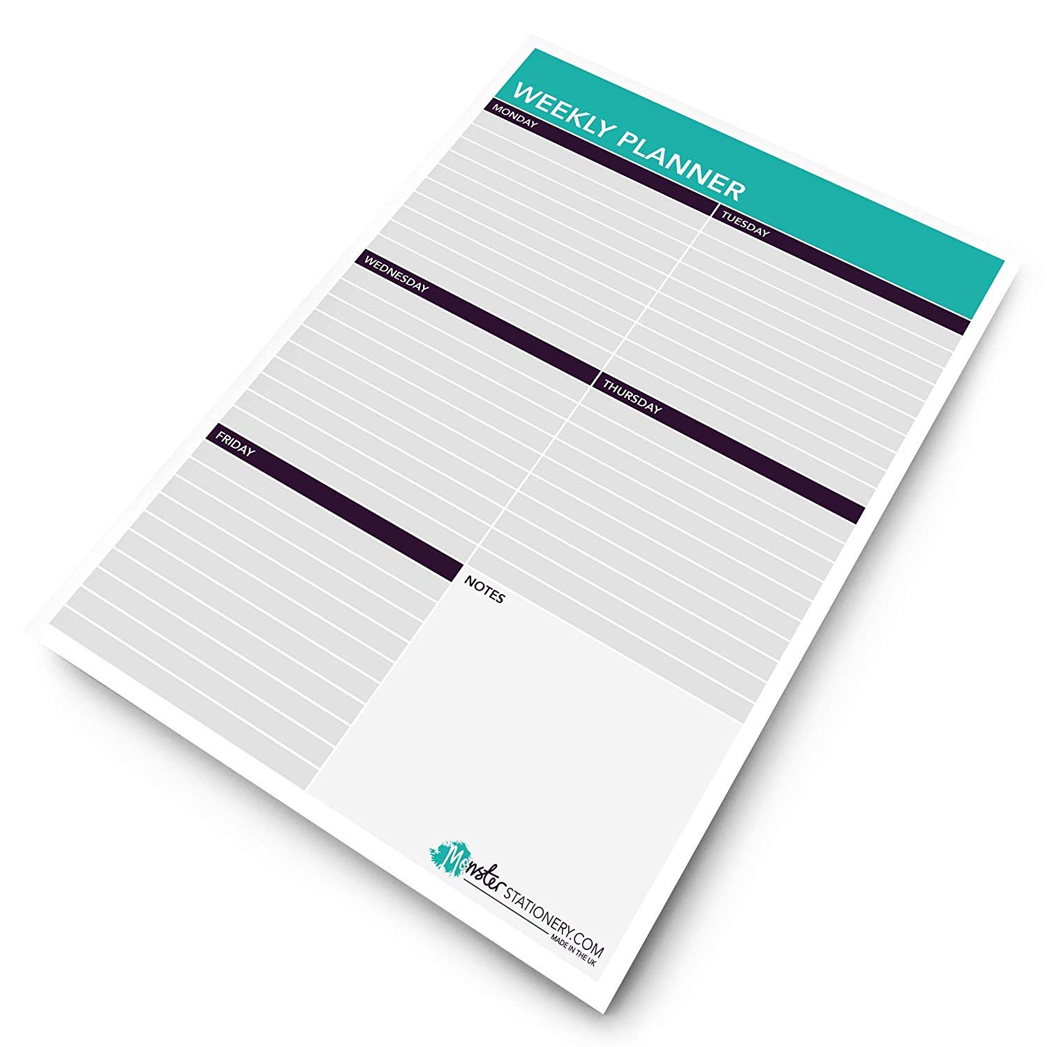 Monster Stationery - A4 Weekly Planner/Things to Do Today/Desk Schedule/to Do Pad - 60 Sheet - 80gsm - Made in UK