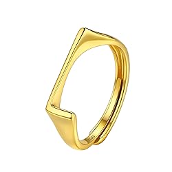 SILVERCUTE Stackable Letter Ring for Women Gold
