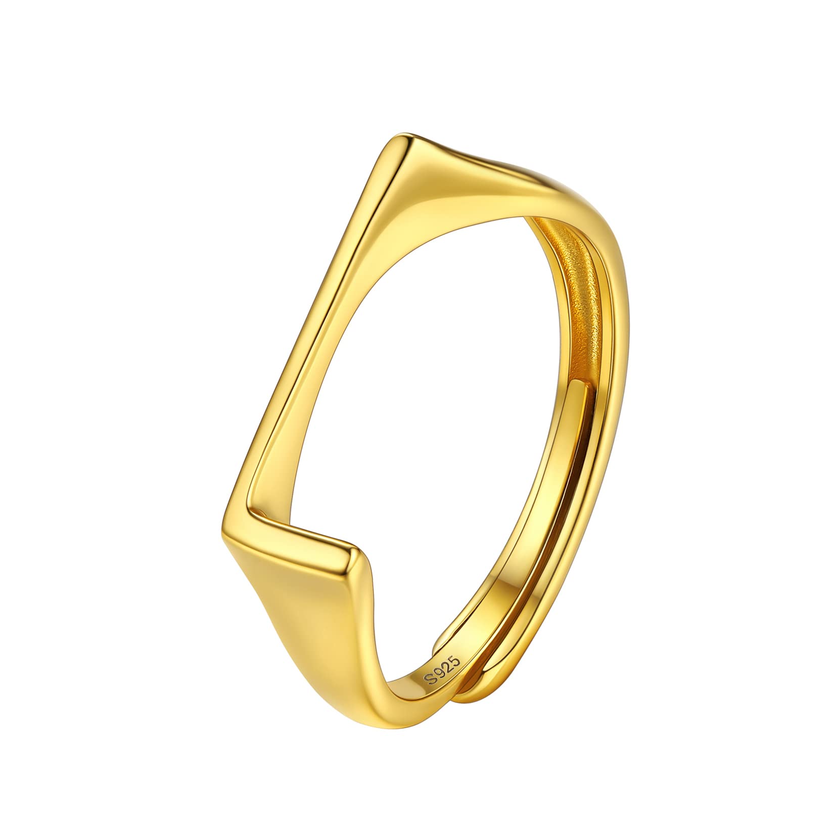 SILVERCUTE Stackable Letter Ring for Women Gold