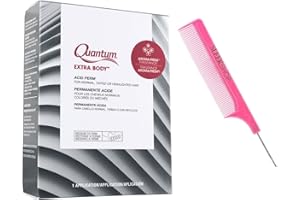 QUANTUM BY AGEBEAUTIFUL Zotoss QUANTUM EXTRA BODY Advanced Acid Perm for Normal, Tinted Hair - MEDIUM TO FINE CURLS (with Sleek Steel Pin Tail Comb) Moisture-Shield Treatment (EXTRA VOLUME)