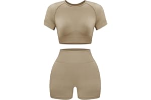 OLCHEE Womens Workout Sets 2 Piece - Seamless Acid Wash Yoga Outfits Shorts and Crop Top Matching Gym Athletic Clothing Set