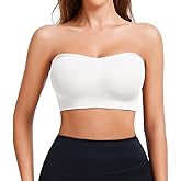 LIRASDIS Strapless Bra for Women, Seamless Padded Bandeau Bra, Wireless Non-Slip Push Up Tube Top Bralette (US, Alpha, XX-Large, Regular, Regular, White)