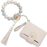 SNUG STAR Multi-Purpose Wallet High Capacity Card Holder Zipper Coin Purse with Wristlet Bracelet Keychain Silicone Beaded Bangle Key Ring