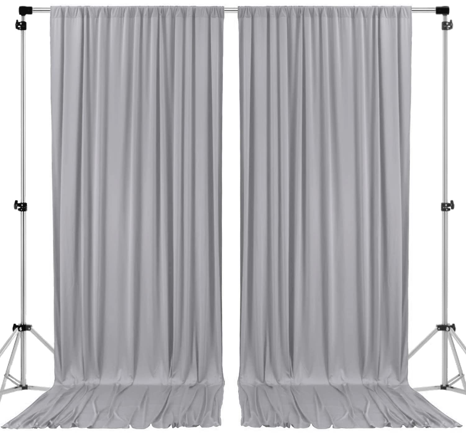AK TRADING CO. 10 feet x 10 feet Polyester Backdrop Drapes Curtains Panels with Rod Pockets - Wedding Ceremony Party Home Window Decorations - Silver — image 1