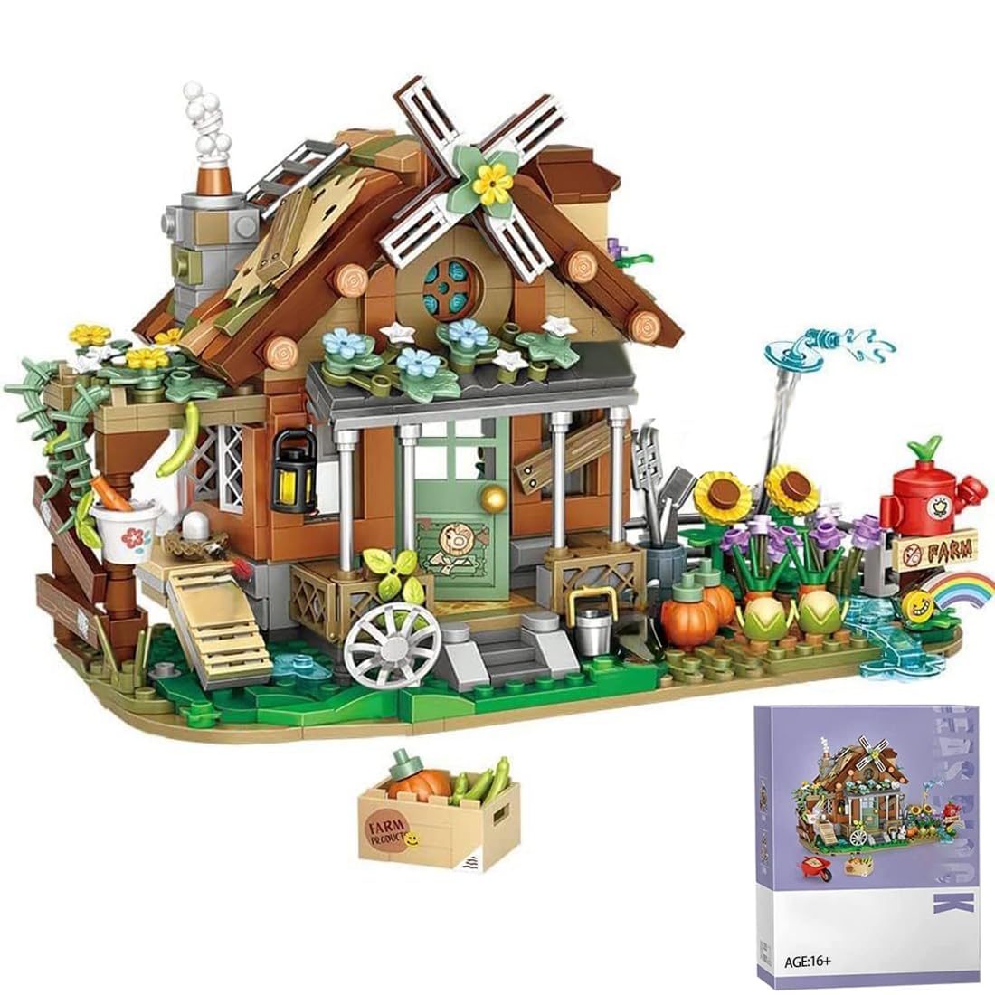 Farm Cottage Street View Architecture Building Blocks Set, 899 Pieces Mini Farm House Construction Toy Sets for Teenagers and Adults, Modular Building Toy NOT Compatible with Major Brands