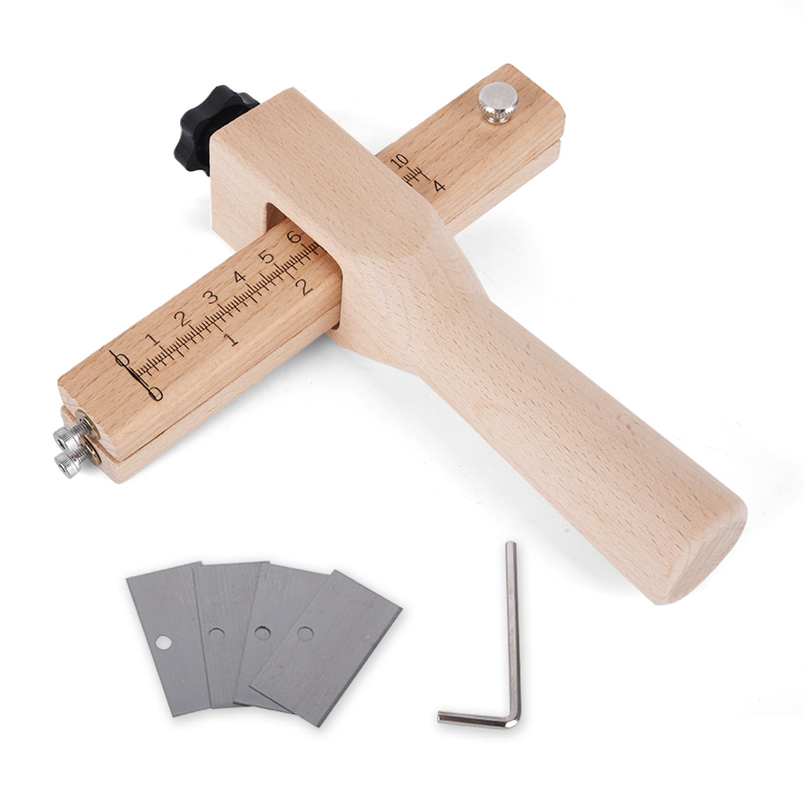 Photo 1 of QVEEQ Leather Cutting Tool, Leather Strap Cutter Adjustable Leather Tools with Scale and 3 Blades Replacement