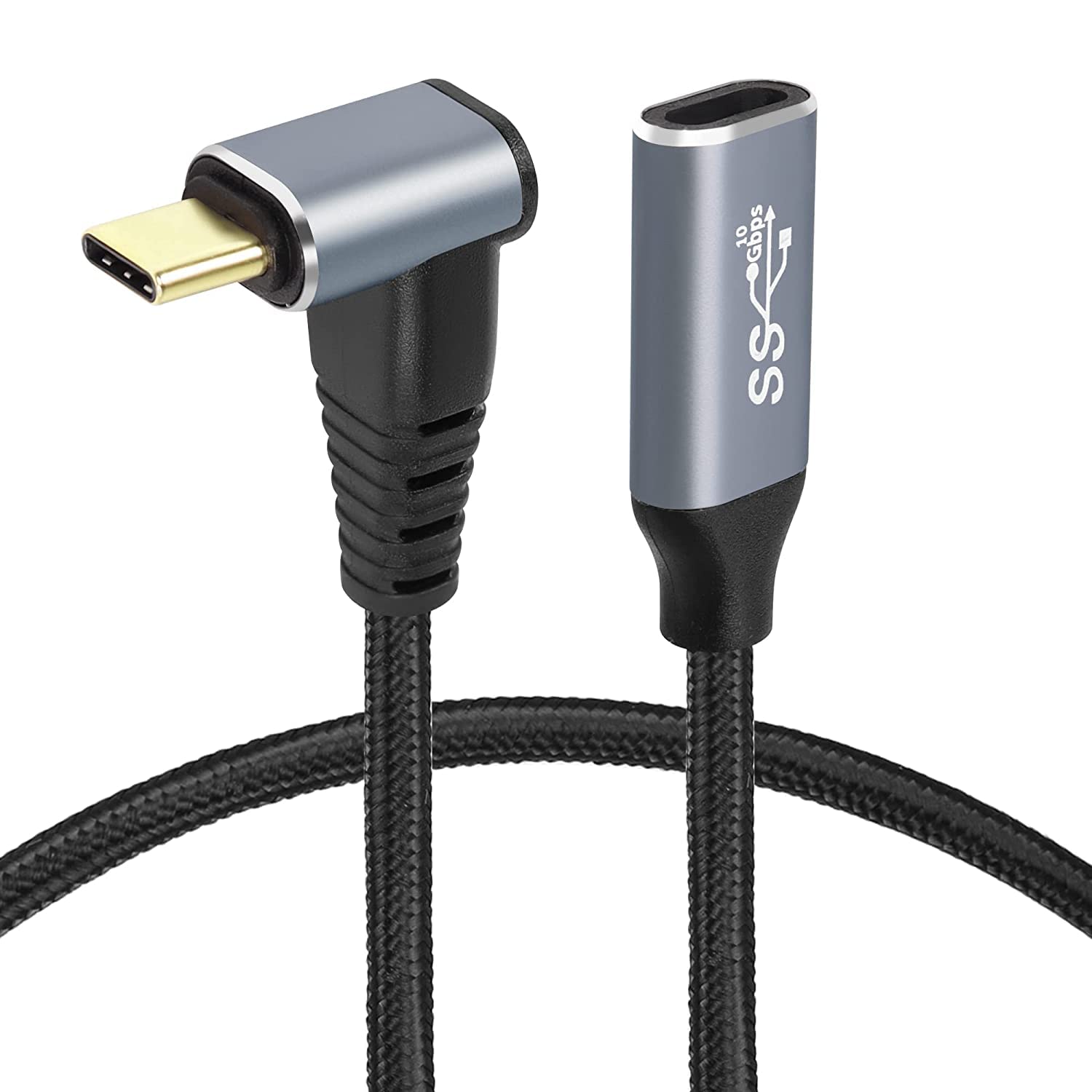 GELRHONR 100W USB C Cable, Right Angle, 90 Degree, Type C Male to Female, 10Gbps, 4K@60Hz, PD100W Fast Charging for Laptop, Tablet, Smartphone - 0.5M — image 1