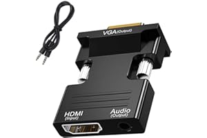 Aolirot HDMI to VGA 1080P Adapter HDMI Female to VGA Male Video Converter Adapter with 3.5mm Audio Jack Support Computer Desk