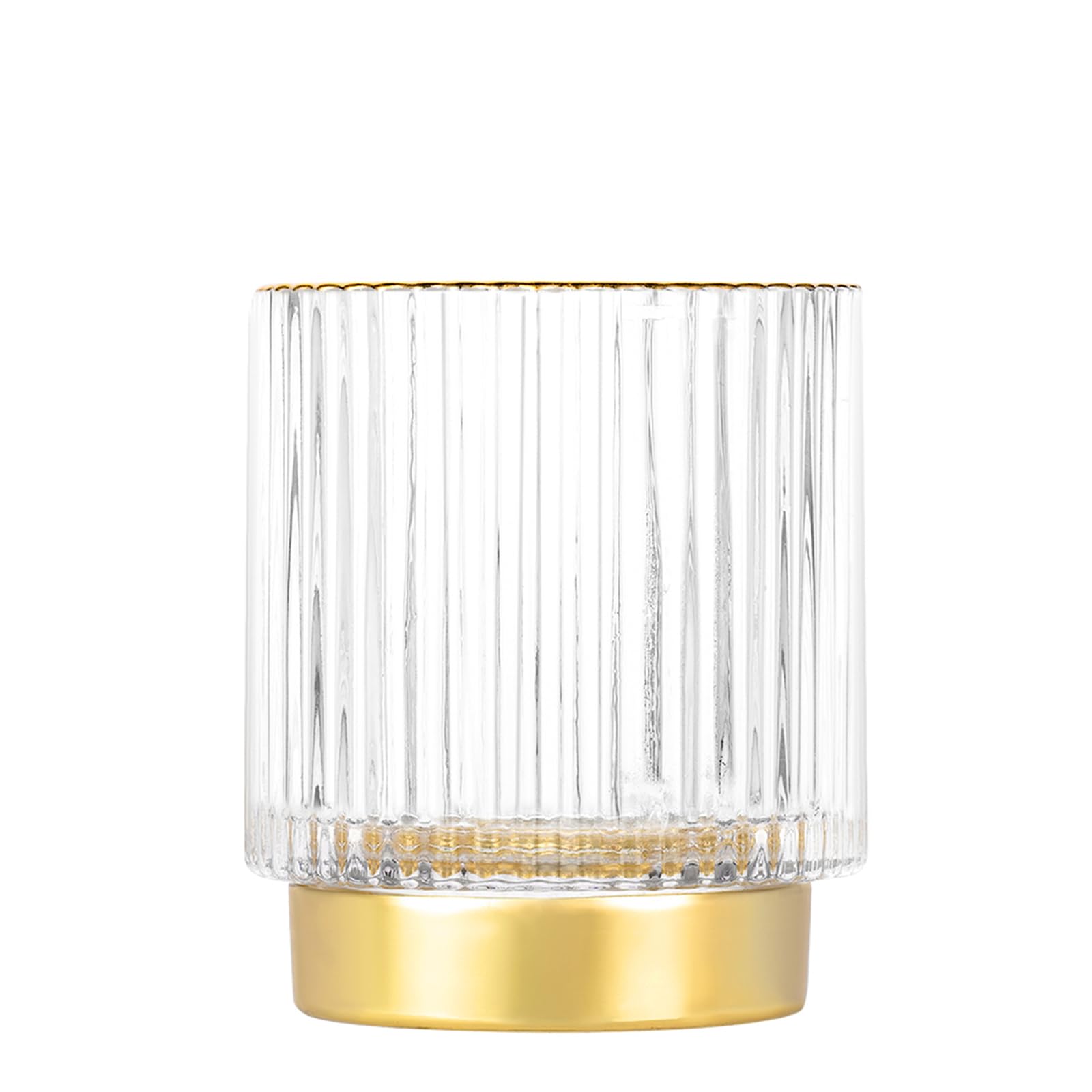 DASITON Makeup Brush holder Organizer,Crystal Cosmetic Makeup Brush Glass Brushes Storage Holder, Vintage Make Up Brush Cup Pen Pencil Holder striped vase(Clear S) — image 1