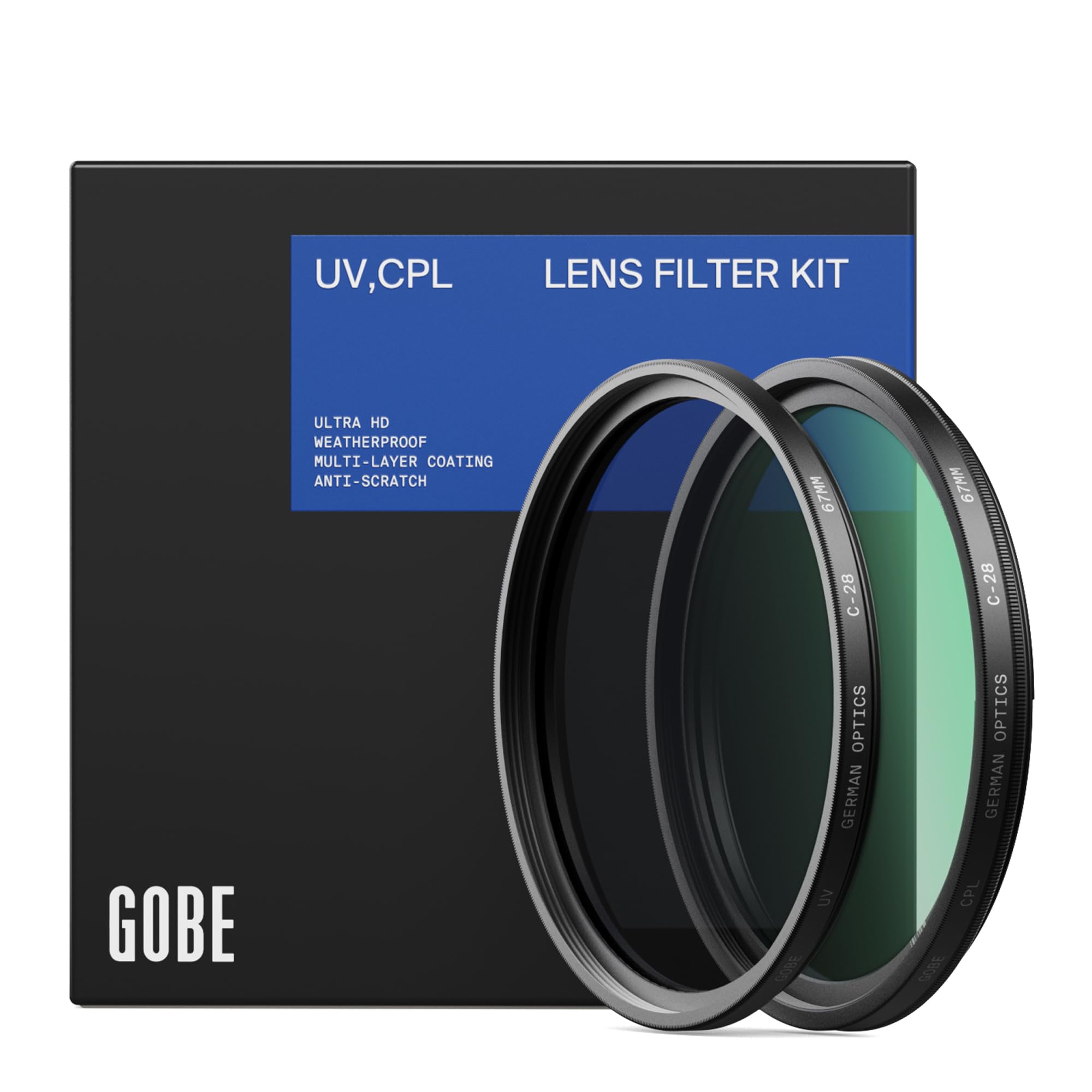 Gobe 55mm UV + Circular Polarising (CPL) Lens Filter Kit (Pro)