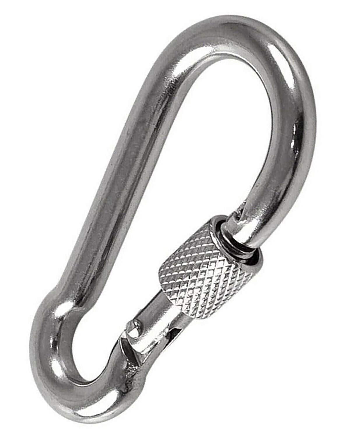 Carabiner 4x40mm Locking Clip Hook Steel Heavy Duty Clips Lock Screw