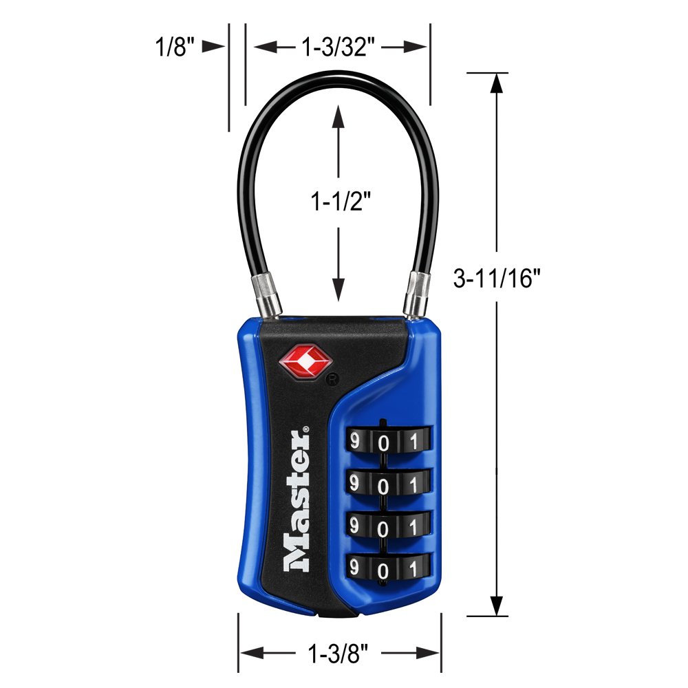 1-5//16 in 4696T Pack of 2 Wide Set Your Own Combination TSA Accepted Luggage Lock Master Lock Padlock