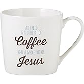 Creative Brands Faithworks - Inspirational White Bone China Café Mug/Cup, 14-Ounce, Jesus & Coffee