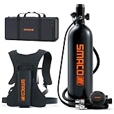 SMACO S700 Plus Mini Scuba Tank, 1.9L Portable Diving Lung Air Tank | Aluminum Pony Bottle, DOT Certified, Reusable, for Recreational Diving, Pool Training, Boat Cleaning, Beach Vacation &amp; Travel