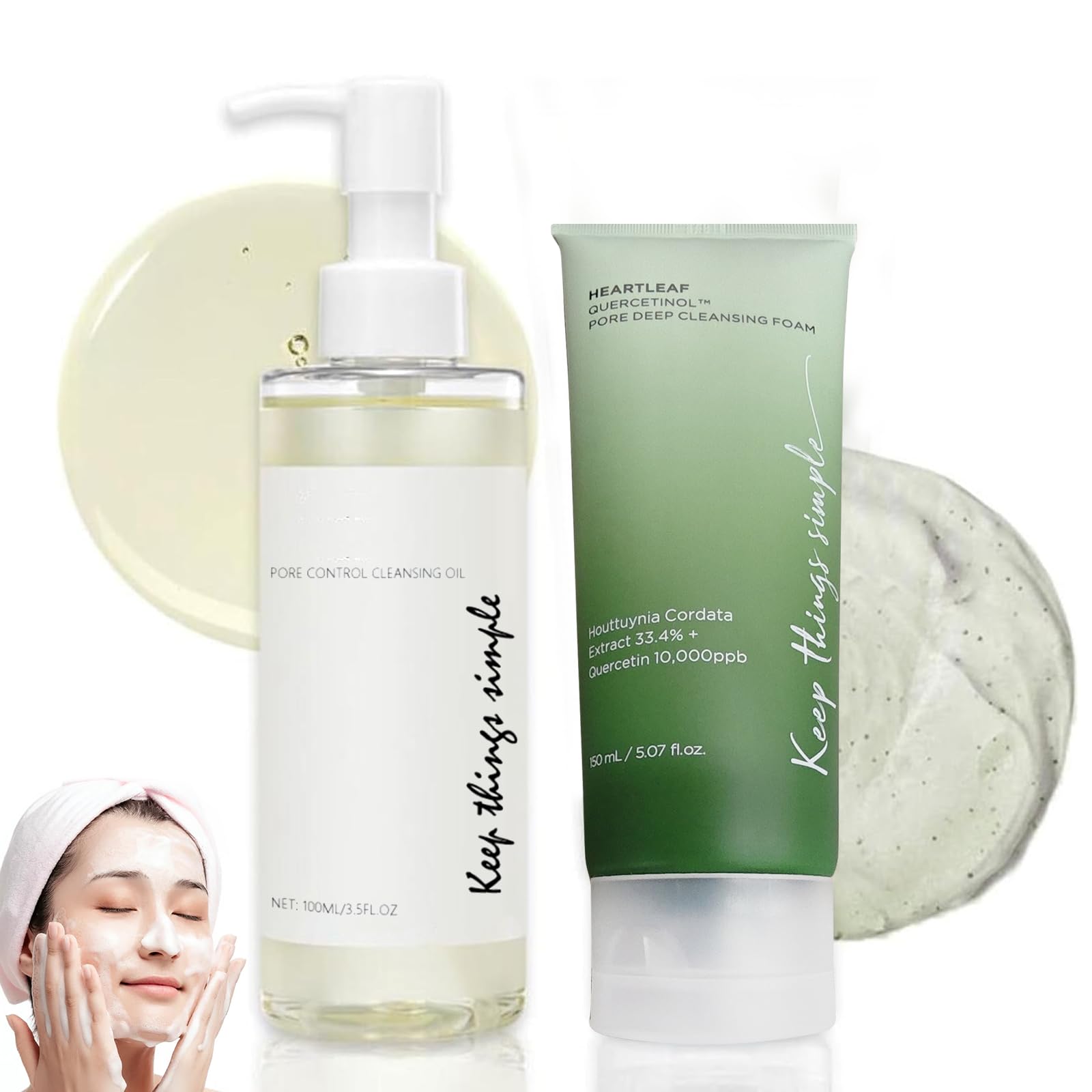 Bettinay 100 ml Cleansing Oil and 150 ml Cleansing Foam for Daily Makeup Use Deep Cleans Pores for All Skin Types