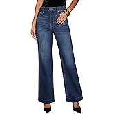 KUNMI Women's Wide Leg Jeans High Waisted Straight Leg Stretchy Denim Pants with Pockets
