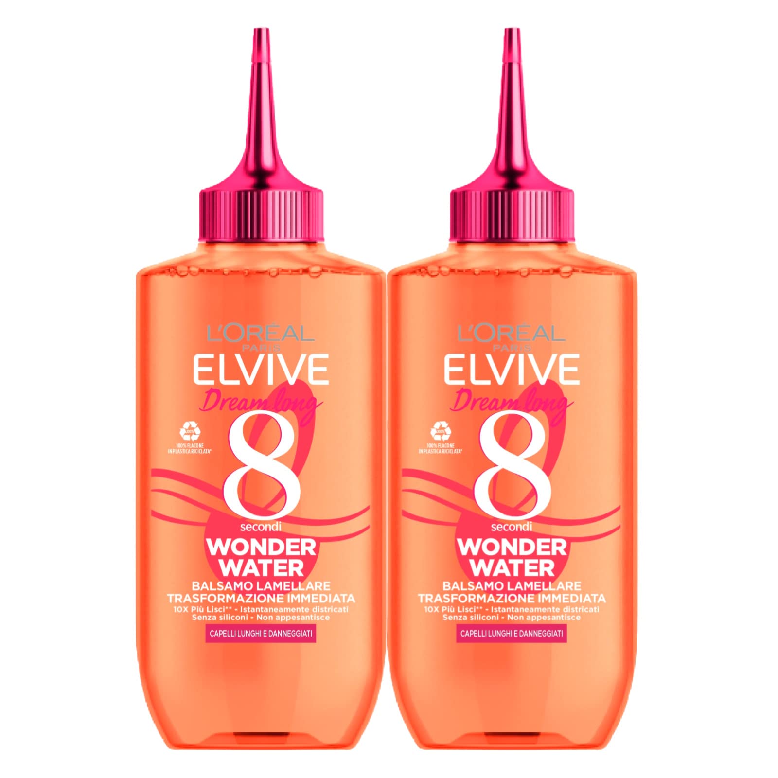 2x L'Oréal Paris Elvive Dream Long Wonder Water Hair Conditioner Laminated Liquid for Long and Straight Hair - 2x 200ml Bottles