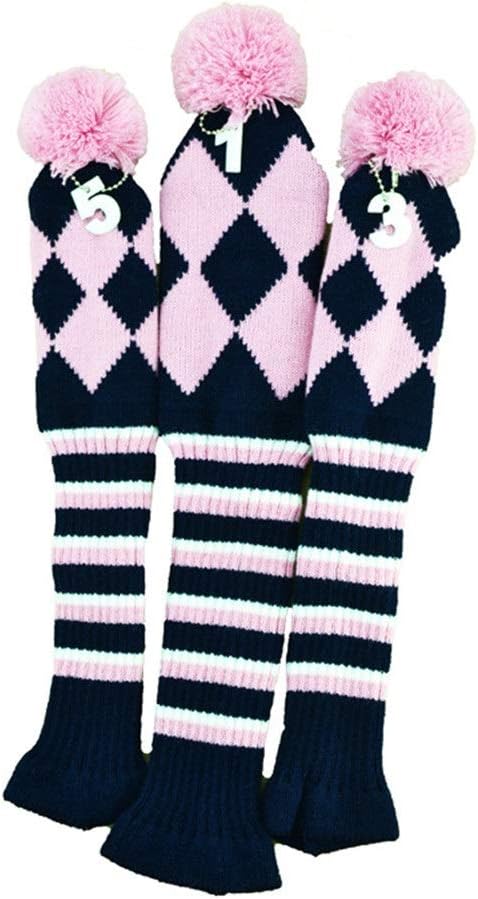 Wangxiaoxia Golf Club Headcovers Golf Putter Head Cover Standard Size Hybrid/utility Wood/Fairway Wood/Driver Knit Headcover Designed For Hybrid Clubs Durable and Stylish (Color : Pink, Size : Free)