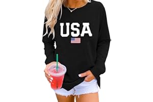 Dressmine Womens Casual Long Sleeve Graphic Tee Shirts Crew Neck Sweatshirts Pullover Tops for Women