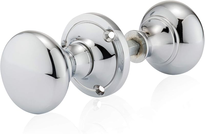 XFORT Polished Chrome Victorian Rim Knob with Screws Brass Rim Lock Knobs