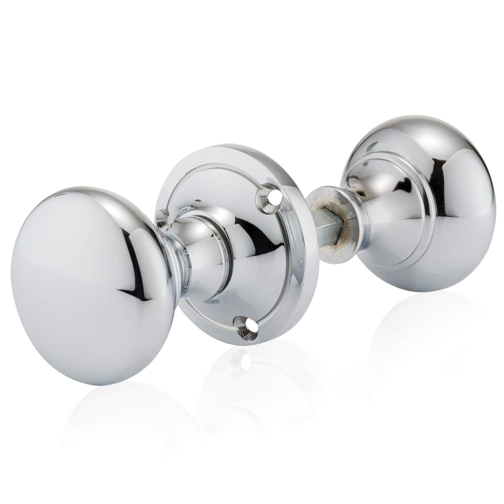 XFORT® Polished Chrome Victorian Rim Knob, Sturdy Solid Brass Rim Lock Knobs, Gate Handle, Rim Knob, Door Knob Handles Complete with Colour Matched Screws for Use with Rim Sashlocks.