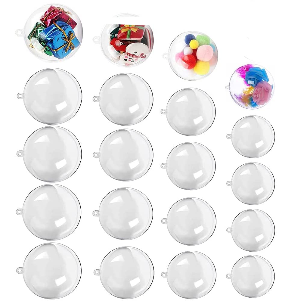 20Pcs Christmas Acrylic Balls, Christmas Balls Clear, DIY Ornament Balls, Christmas Tree Baubles Balls, Transparent Christmas Ball, Plastic Xmas Baubles, Christmas Clear Baubles
