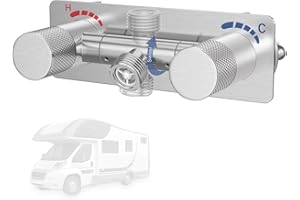 F-PIANWE 4" All Metal RV Shower Faucet Valve, Heavy-Duty Camper Shower Diverter Replacement for Indoor and Outdoor Use, Leak-Proof Design with Easy Control Knob, Brushed Nickel