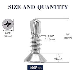 #10 x 5/8" Sheet Metal Screws 100Pcs 410 Stainless