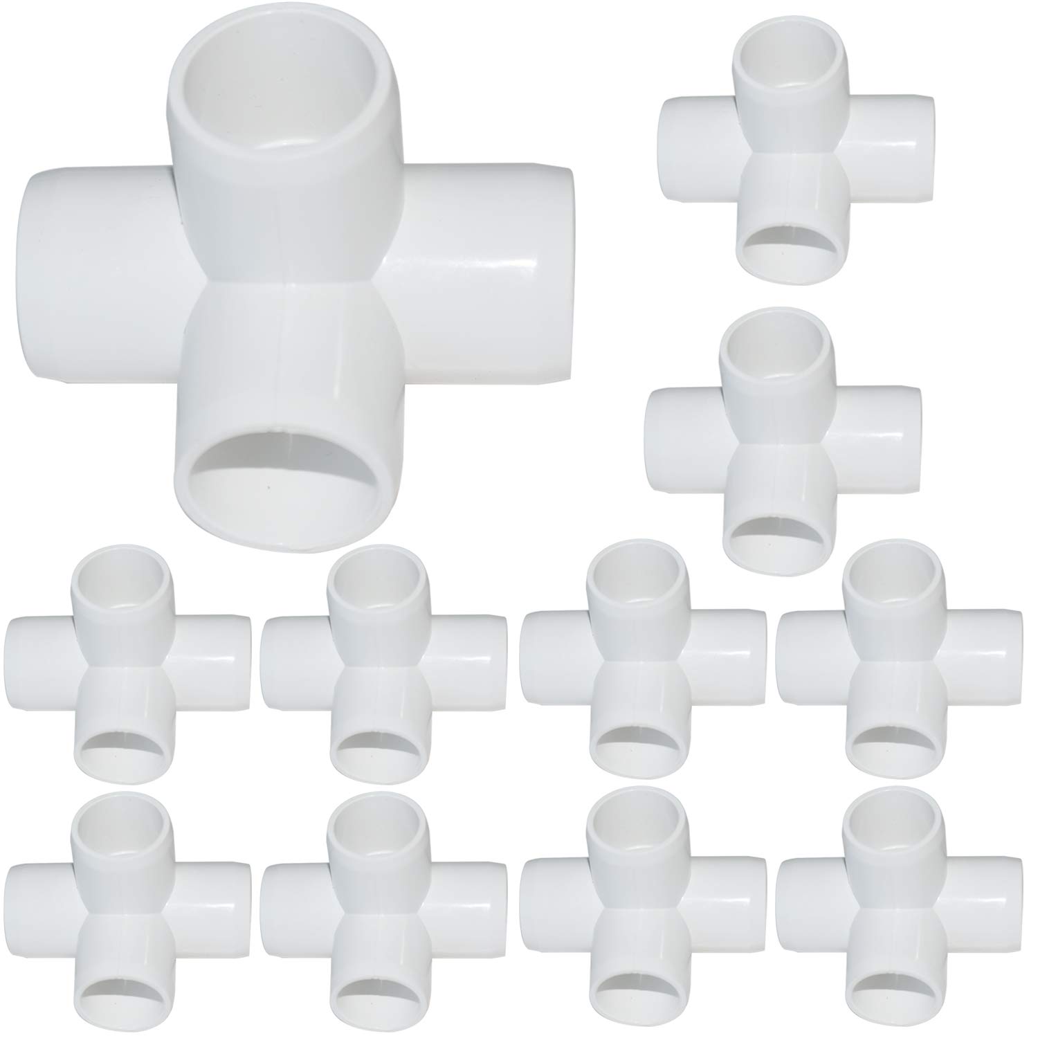 15Pack 3/4Inch 4 Way PVC Fittings, Heavy Duty PVC Elbow Side Outlet Tees, Furniture PVC Tee Corner Fittings for Building PVC Furniture Greenhouse Shed Pipe Fittings Tent Connection