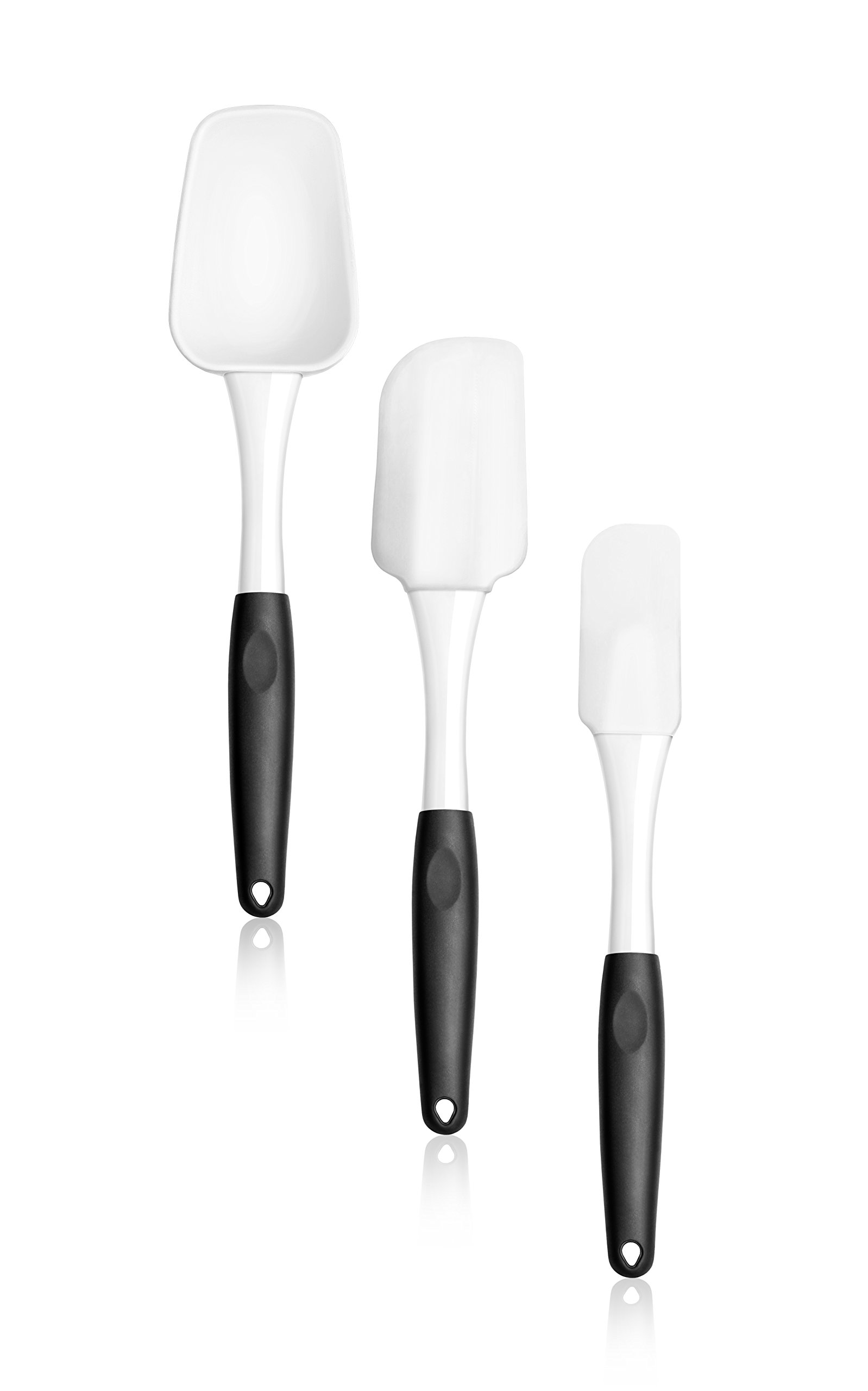 Artaste 43082 3-Piece Silicone Spatulas Set, Black/White, 10-Inch
