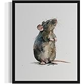 HomeArtPrint Rat Watercolor Art Print Poster, Animal Wildlife Nature Cute Paintings Wall Art for Bedroom Bathroom Living Room Decor 98C (Rat, 8 x 10 inches, Unframed)