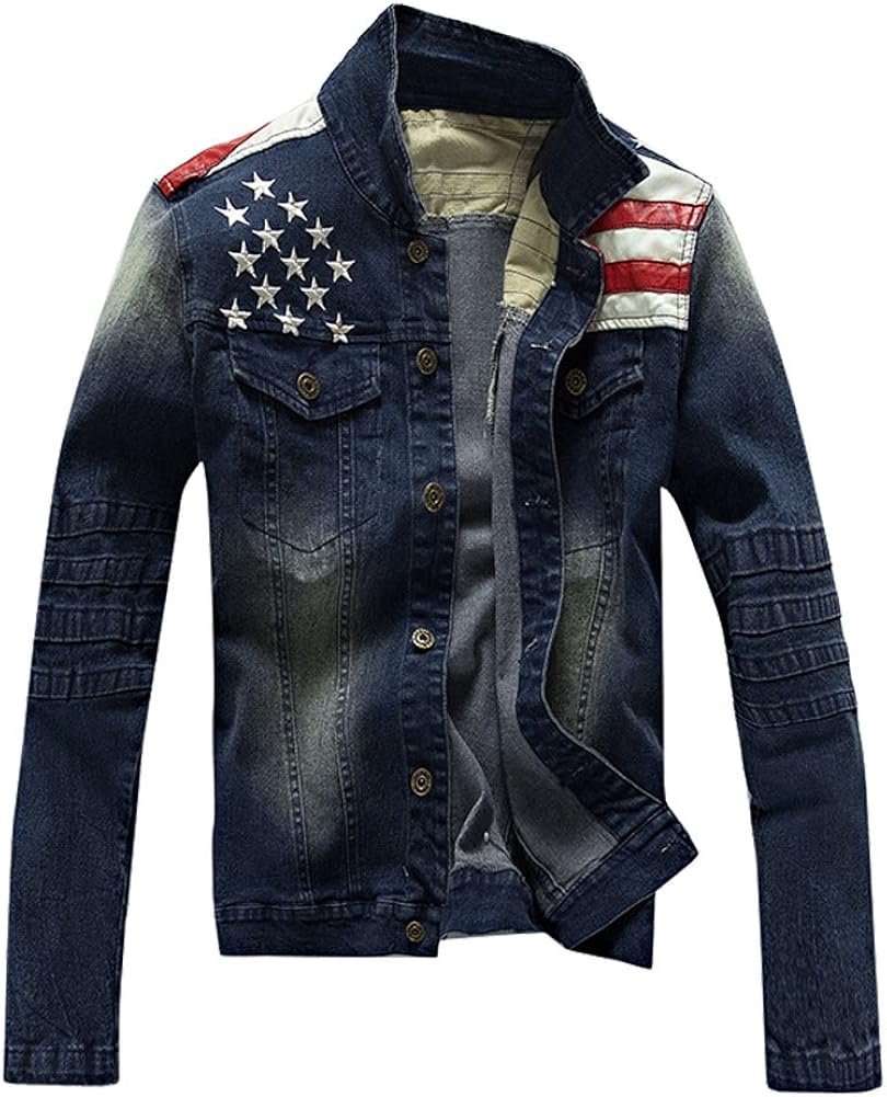 jean jacket with american flag on the back