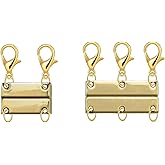 Naturahand 2 Pcs Necklace Layering Clasps 18K Gold Necklace Separator for Layering Multiple Necklace Clasp for Women