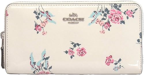 Amazon コーチ Coach レディース ジップ長財布 F Svcah クロスステッチ フローラルプリント パテントレザー ラウンドファスナー 花柄 白 アウトレット品 Coach コーチ シューズ バッグ