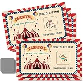 THEBESTU 50 Pcs Carnival Come One Come All Circus Scratch Off Game Cards | Retro Circus Theme Scratch Card for Birthday Circus Party Baby Shower, Classroom Party Supplies, Lottery Group Games Activity