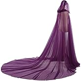 Women Wedding Tulle Cape Hooded Elf Cloak Bridal Dress Robe with Long Train